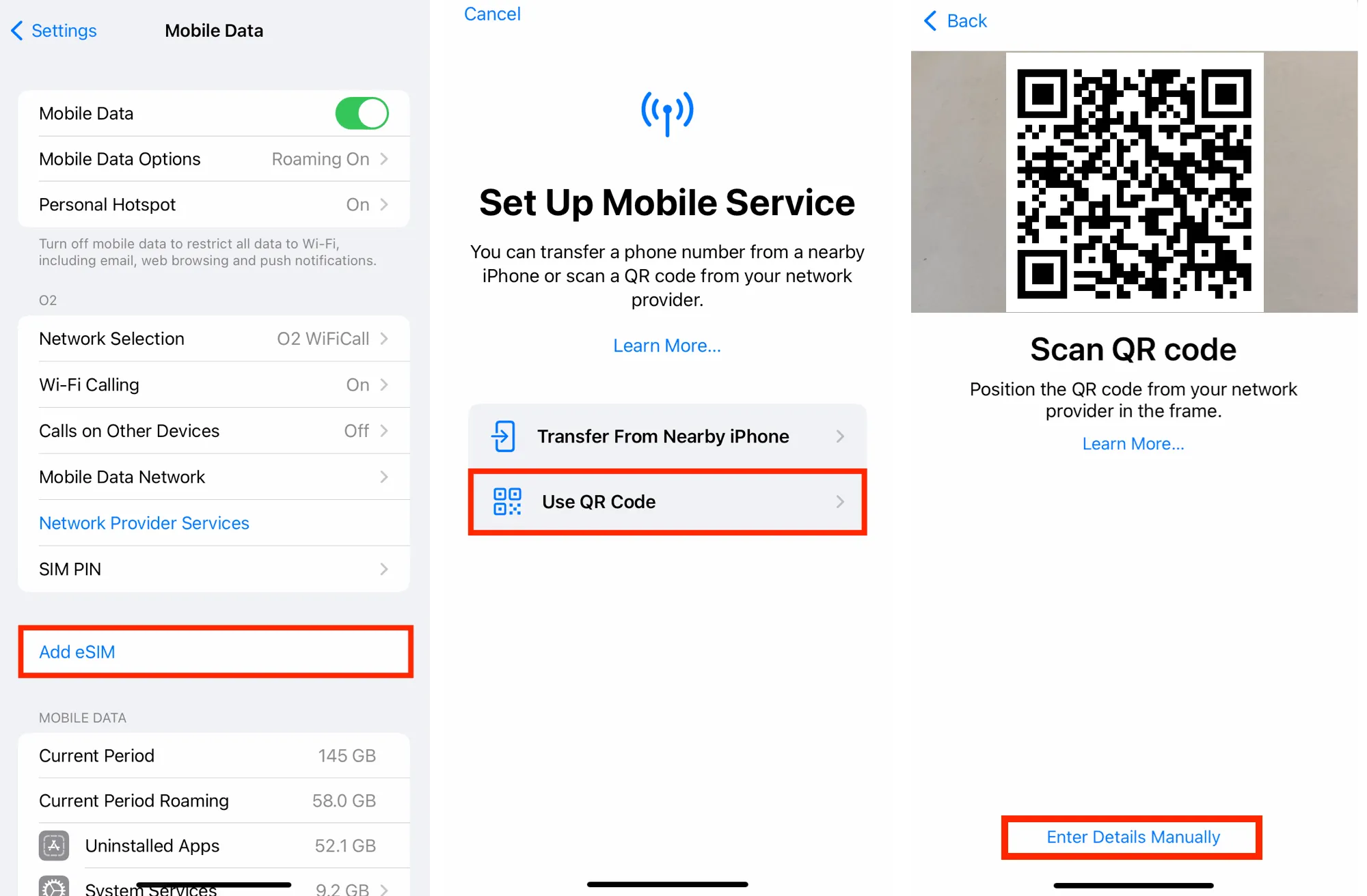 iPhone : configuration manuelle de l’eSIM – Réglages