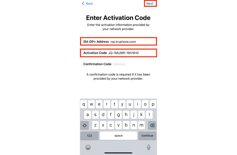 iPhone : configuration manuelle de l’eSIM – saisir le code